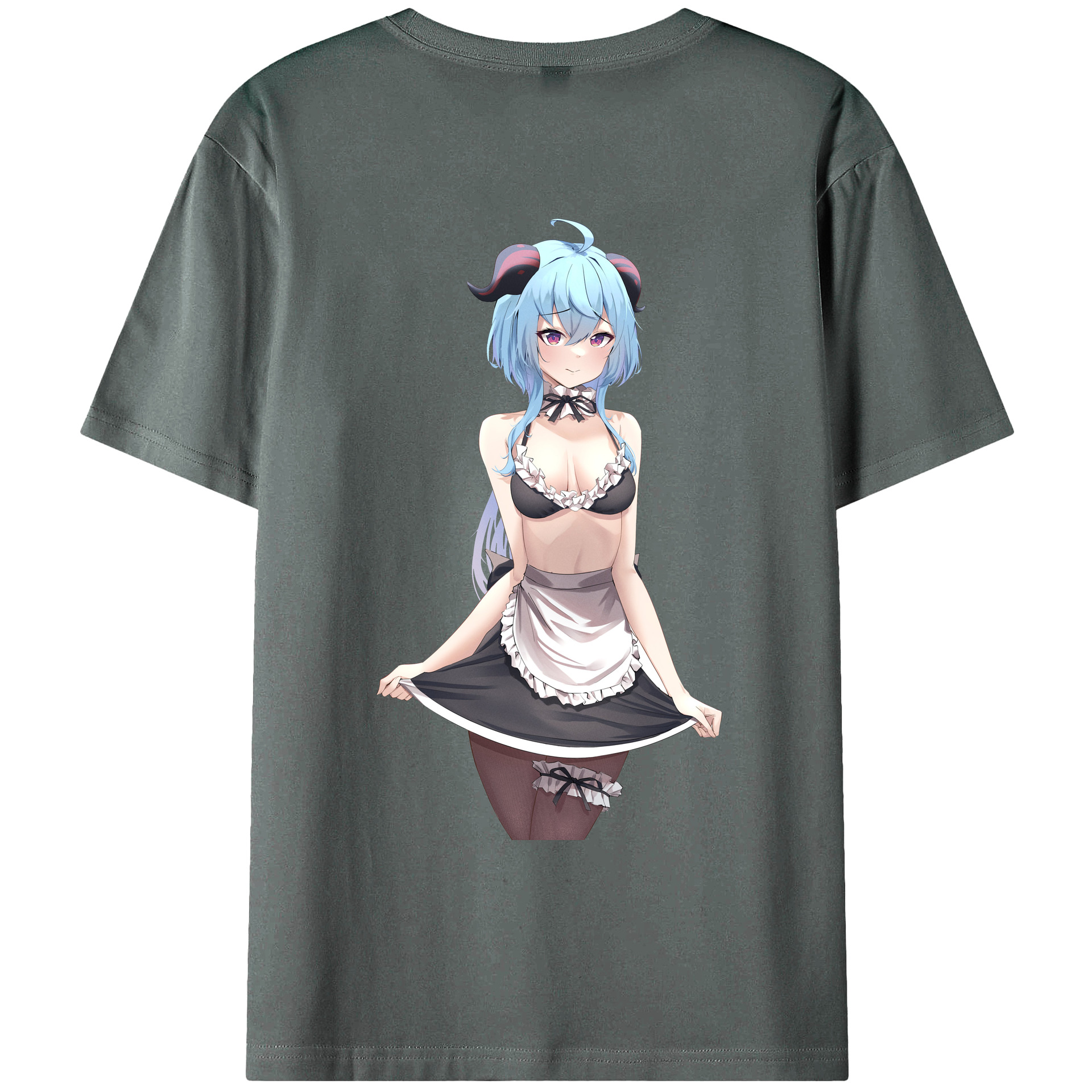 げんし神 甘雨 かんう genshin Ganyu 綿100％ メンズ半袖Tシャツ（バックプリント） 通気性